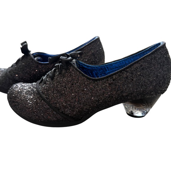 Irregular Choice Black Glitter Heels Sz 8 EU 39 Oma Collaboration Crystal Heel - Picture 1 of 8